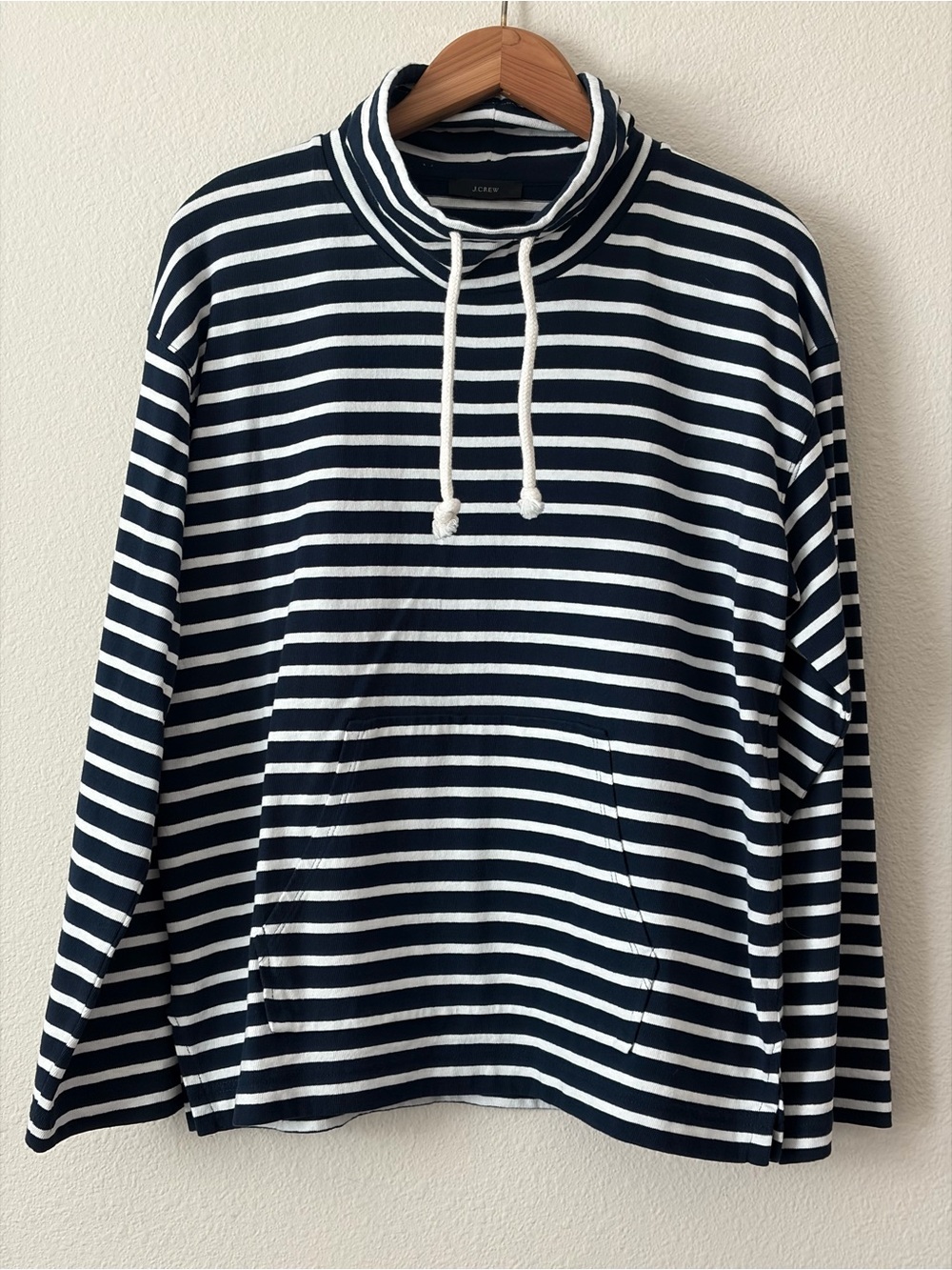 J.Crew Women’s Funnelneck Pullover in Navy&White Stripes Size Medium